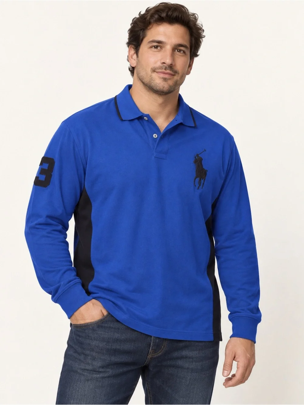 Polo Ralph Lauren Big Pony Long Sleeve Polo Men’s XL Blue Custom Fit
